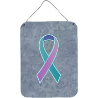 "Caroline's Treasures Teal, Pink and Blue Ribbon for Thyroid Cancer Awareness Wall or Door Hanging Prints, 16"" x 12"""