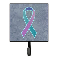 "Caroline's Treasures AN1217SH4 Teal, Pink and Blue Ribbon For Thyroid Cancer Awareness Leash or Key Holder, Small, Multicolor"