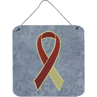 "Caroline's Treasures Burgundy and Ivory Ribbon for Head and Neck Cancer Awareness Wall or Door Hanging Prints, 6 x 6"""