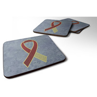 "Caroline's Treasures AN1218FC Burgundy and Ivory Ribbon for Head and Neck Cancer Awareness Foam Coaster (Set of 4), 3.5"" H x 3.5"" W, Multicolor"