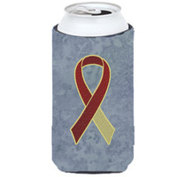 Burgundy and Ivory Ribbon for Head and Neck Cancer Awareness Tall Boy Beverage Insulator Hugger AN1218TBC