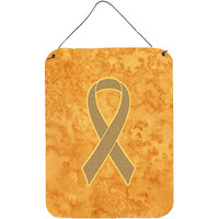 "Caroline's Treasures Peach Ribbon for Uterine Cancer Awareness Wall or Door Hanging Prints, 16"" x 12"""