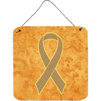 "Caroline's Treasures Peach Ribbon for Uterine Cancer Awareness Wall or Door Hanging Prints, 6 x 6"""