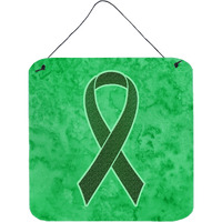 "Caroline's Treasures Emerald Green Ribbon for Liver Cancer Awareness Wall or Door Hanging Prints, 6 x 6"""