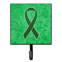 "Caroline's Treasures AN1221SH4 Emerald Green Ribbon For Liver Cancer Awareness Leash or Key Holder, Small, Multicolor"