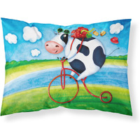 "Caroline's Treasures Cow riding Bicycle Fabric Standard Pillowcase APH0076PILLOWCASE, Multicolor"