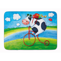"Caroline's Treasures Cow riding Bicycle Floor Mat, 19"" x 27"", Multicolor"