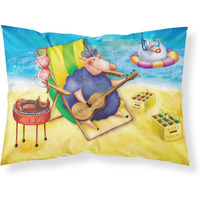 "Caroline's Treasures Pig Sunbathing on the Beach Fabric Standard Pillowcase APH0079PILLOWCASE, Multicolor"