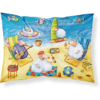 "Caroline's Treasures Party Pigs on the Beach Fabric Standard Pillowcase APH0081PILLOWCASE, Multicolor"