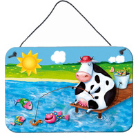 "Caroline's Treasures Cow Fishing off of a Pier Wall or Door Hanging Prints APH0085DS812, 8"" x 12"", Multicolor"