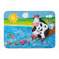 "Caroline's Treasures Cow Fishing off of a Pier Floor Mat, 19"" x 27"", Multicolor"