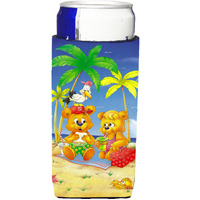 "Caroline's Treasures APH0239MUK Teddy Bears Picnic On The Beach Michelob Koozies For Slim Cans, Multicolor"
