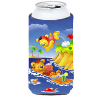 "Caroline's Treasures APH0240TBC Teddy Bears Swimming And Diving Tall Boy Koozie Hugger, Multicolor"