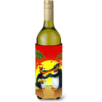 "Caroline's Treasures APH0245LITERK In Love Valentine's Day Penguins Wine Bottle Koozie Hugger, 750ml, Multicolor"