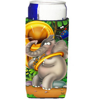 "Caroline's Treasures APH0248MUK Elephant Playing The Tuba Michelob Ultra Koozies For Slim Cans, Multicolor"