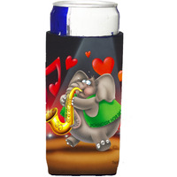 "Caroline's Treasures APH0250MUK Elephant Playing The Saxophone Michelob Koozies For Slim Cans, Multicolor"
