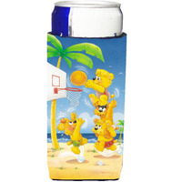 "Caroline's Treasures APH0388MUK Bears Playing Basketball Michelob Ultra Koozies For Slim Cans, Multicolor"