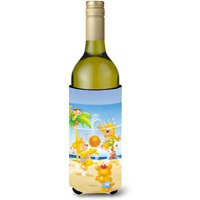 "Caroline's Treasures APH0389LITERK Bears Playing Volleyball Wine Bottle Koozie Hugger, 750ml, Multicolor"