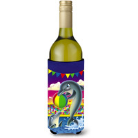 "Caroline's Treasures APH0417LITERK Dolphins Performing For The Crowds Wine Bottle Koozie Hugger, 750ml, Multicolor"