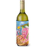 "Caroline's Treasures APH0472LITERK Captain Octopus Wine Bottle Koozie Hugger, 750ml, Multicolor"