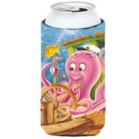 "Caroline's Treasures APH0472TBC Captain Octopus Tall Boy Koozie Hugger, Multicolor"