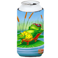 "Caroline's Treasures APH0521TBC Frog Chillaxing On The Lilly Pad Tall Boy Hugger, Multicolor"