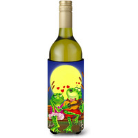 "Caroline's Treasures APH0522LITERK Frog Love Songs Wine Bottle Koozie Hugger, 750ml, Multicolor"