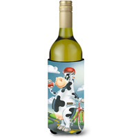 "Caroline's Treasures APH0532LITERK Cow On A Bike Ride Wine Bottle Koozie Hugger, 750ml, Multicolor"