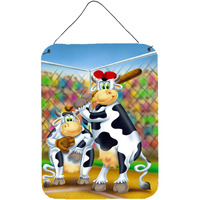 "Caroline's Treasures Cow playing Baseball Wall or Door Hanging Prints APH0534DS1216, 16HX12W, Multicolor"
