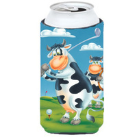 "Caroline's Treasures APH0535TBC Cow Playing Golf Tall Boy Koozie Hugger, Multicolor"