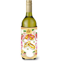 "Caroline's Treasures APH0604LITERK Wedding Rings Wine Bottle Koozie Hugger, 750ml, Multicolor"