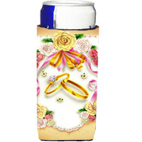 "Caroline's Treasures APH0604MUK Wedding Rings Michelob Ultra Koozies For Slim Cans, Multicolor"