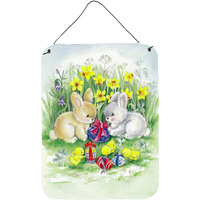 "Caroline's Treasures Easter Bunnies with Eggs Door Hanging Prints wall-decor, Multicolor"
