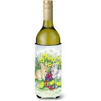 "Caroline's Treasures APH0684LITERK Easter Bunnies with Eggs Wine Bottle Beverage Insulator Hugger, 750ml, Multicolor"