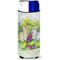 "Caroline's Treasures Easter Bunnies with Eggs Michelob Ultra Hugger For Slim Cans, Multicolor"