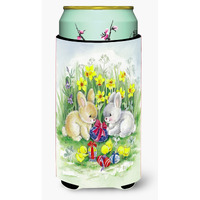 "Caroline's Treasures Easter Bunnies with Eggs Tall Boy Beverage Insulator Hugger, Multicolor"