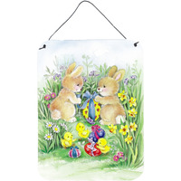 "Caroline's Treasures Brown Easter Bunnies with Eggs Door Hanging Prints wall-decor, Multicolor"