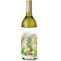 "Caroline's Treasures APH0685LITERK Brown Easter Bunnies with Eggs Wine Bottle Beverage Insulator Hugger, 750ml, Multicolor"