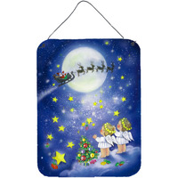 "Caroline's Treasures Angels watching Santa Claus Wall or Door Hanging Prints APH0690DS1216, 16HX12W, Multicolor"