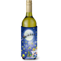 "Caroline's Treasures Angels Watching Santa Claus Wine Bottle Koozie Hugger, 750ml, Multicolor"