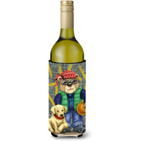 "Caroline's Treasures APH0856LITERK Teddy Bear And His Lab Wine Bottle Koozie Hugger, 750ml, Multicolor"