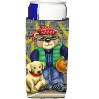 "Caroline's Treasures APH0856MUK Teddy Bear And His Lab Michelob Ultra Koozies For Slim Cans, Multicolor"