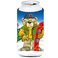 "Caroline's Treasures APH0857TBC Teddy Bear Snowboarding Tall Boy Koozie Hugger, Multicolor"
