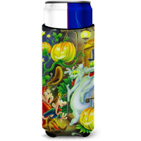 "Caroline's Treasures Scary Ghosts and Halloween Trick or Treaters Michelob Ultra Koozies for Slim Cans, Multicolor"