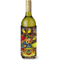 "Caroline's Treasures Witch and Crows Stirring It Up Halloween Wine Bottle Koozie Hugger, 750ml, Multicolor"