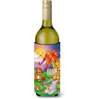 "Caroline's Treasures APH0975LITERK Play Time Animals Wine Bottle Koozie Hugger, 750ml, Multicolor"