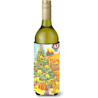 "Caroline's Treasures Toys Around The Christmas Tree Wine Bottle Koozie Hugger, 750ml, Multicolor"