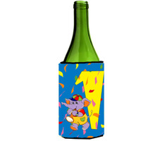 "Caroline's Treasures APH2161LITERK Happy 1st Birthday Age 1 Wine Bottle Koozie Hugger, 750ml, Multicolor"