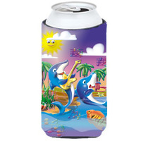 "Caroline's Treasures APH2485TBC Dolphin's Playing Music Tall Boy Koozie Hugger, Multicolor"
