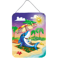 "Caroline's Treasures Dolphin Sunning on the Beach Wall or Door Hanging Prints APH2488DS1216, 16HX12W, Multicolor"